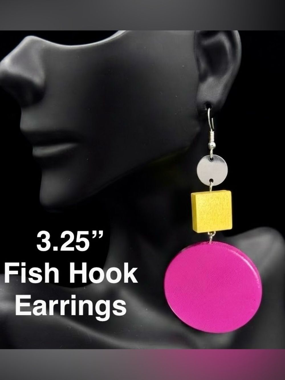 E27. Bold Pink and Yellow Drop Earrings
